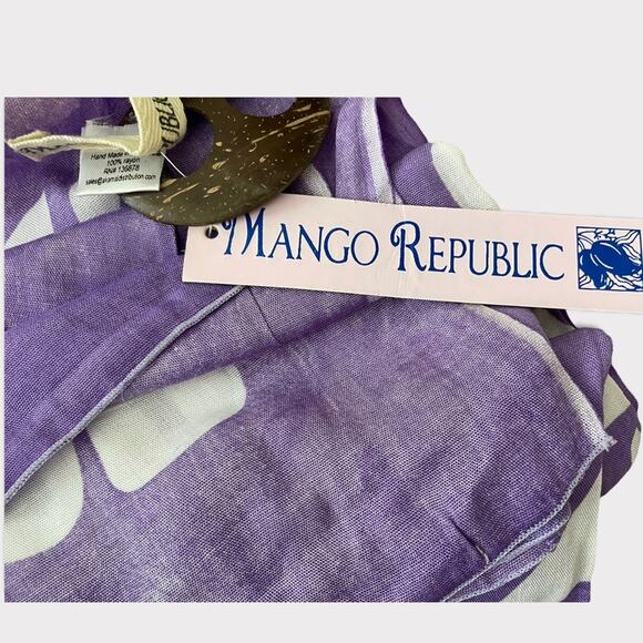 Mango Republic Large Purple/White Print Scarf / Beach Cover Up / Wrap - Picture 6 of 9